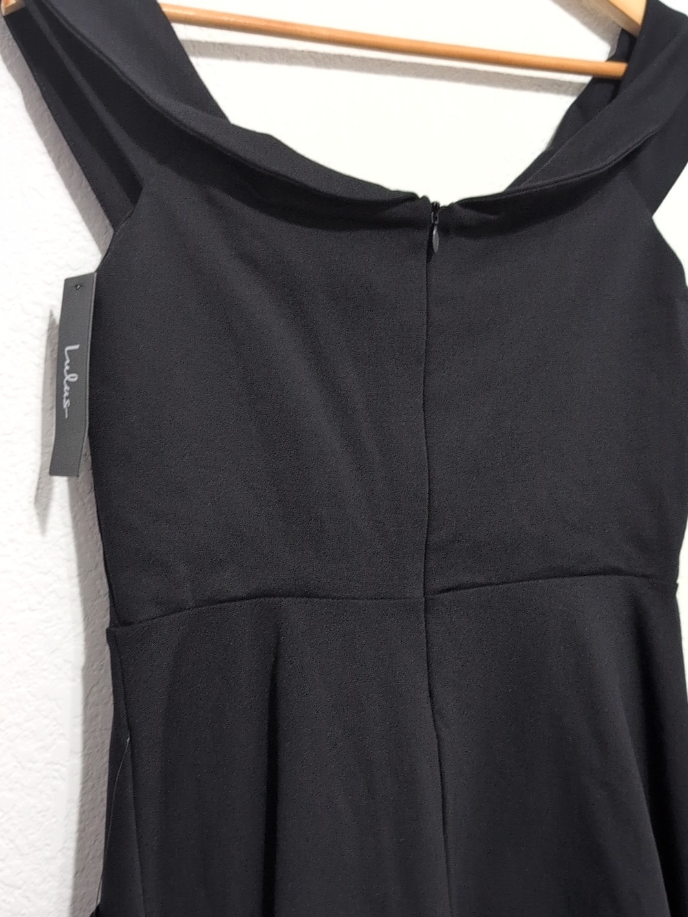 Lulus Off The Shoulder Skater Fit And Flare Dress Black Size Medium New - Picture 7 of 13
